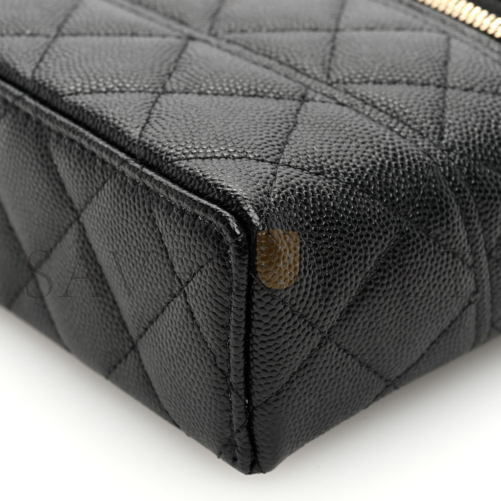 Ch*el caviar quilted long cc vanity clutch with chain black (19.5*17*5cm)